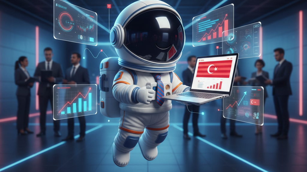 Astronot maskot web sitesi olan işletme dijital başarı